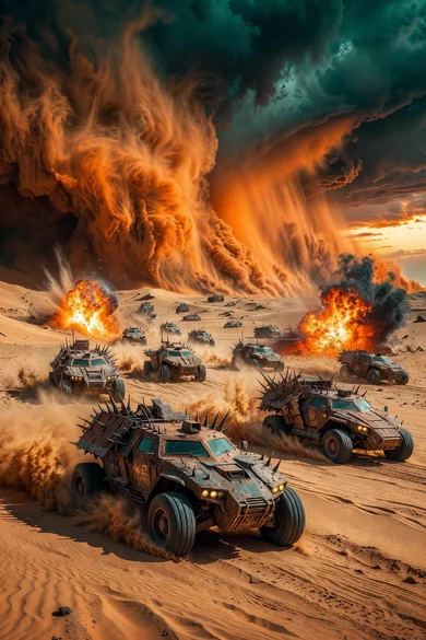 Ilustração gerada por IA inspirada no filme Mad Max: Estrada da Fúria