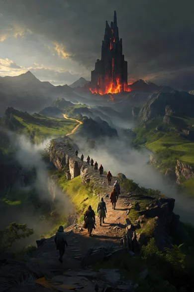 Ilustração gerada por IA inspirada no filme O Senhor dos Anéis: A Irmandade do Anel